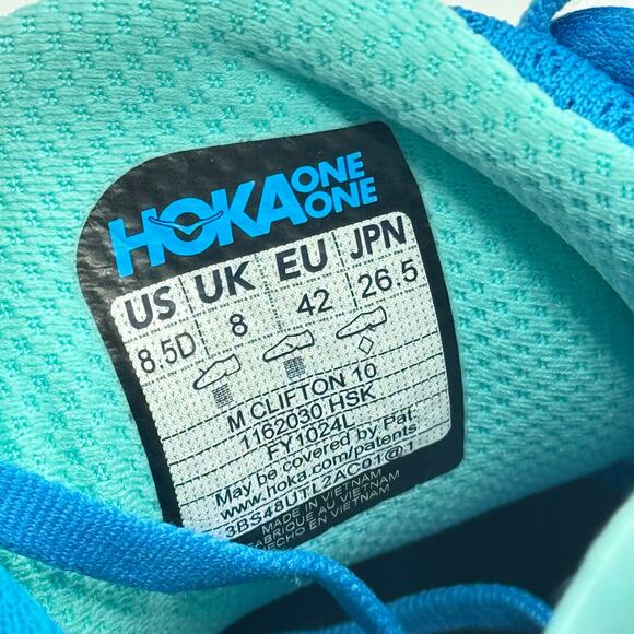 Hoka One One Clifton Hoka Blue Skyward Blue Road Running Sneakers Men’s 8.5 - Picture 7 of 8